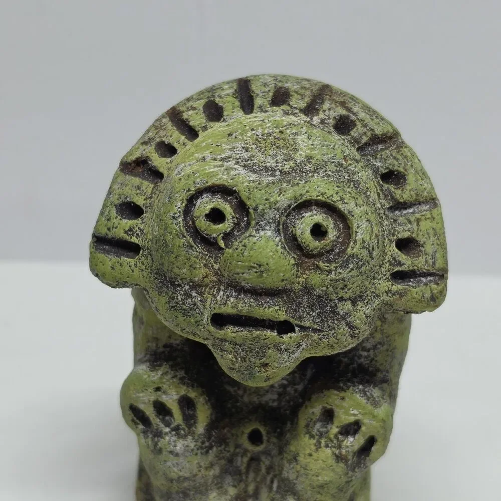 Vintage Taino Sun God Indigenous Pre Colombian Style Figurine Tribal Art Decor